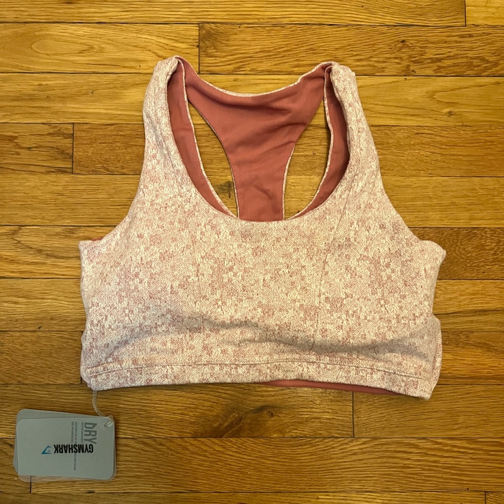 Gymshark Fleur Texture Pink Marble Sports Bra - NEVER WORN (with tags)